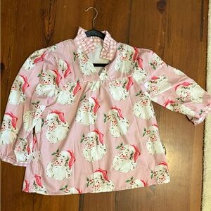 SHEIN Pink Santa Claus Print Blouse
